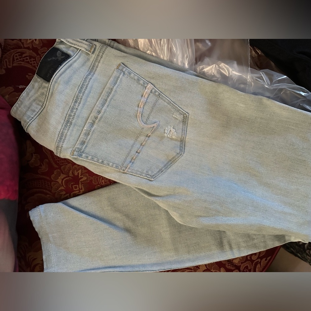 American Eagle Outfitters Light Blue Ripped Skinny Jeans